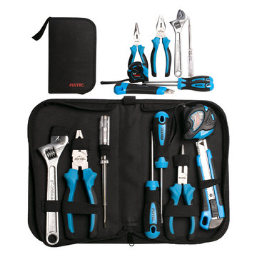 FIXTEC 8PCS Mechanical Hand Tools Set With Combination Pliers, Nose Pliers, Wrench, Screwdriver, Knife